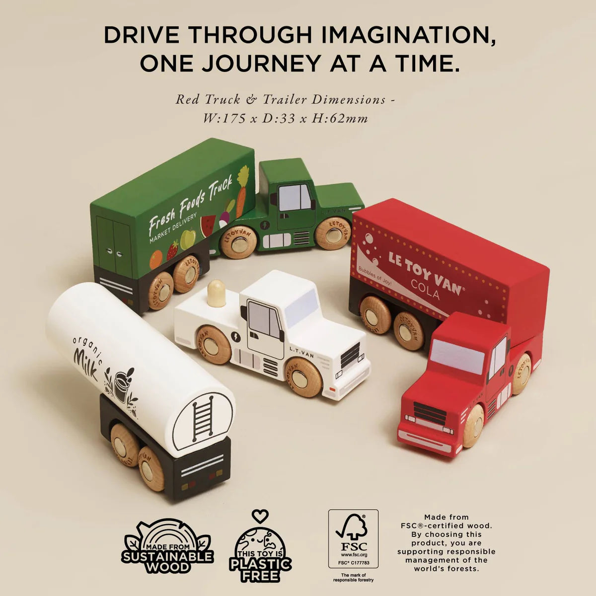 Le Toy Van Wooden Trailer Truck Set