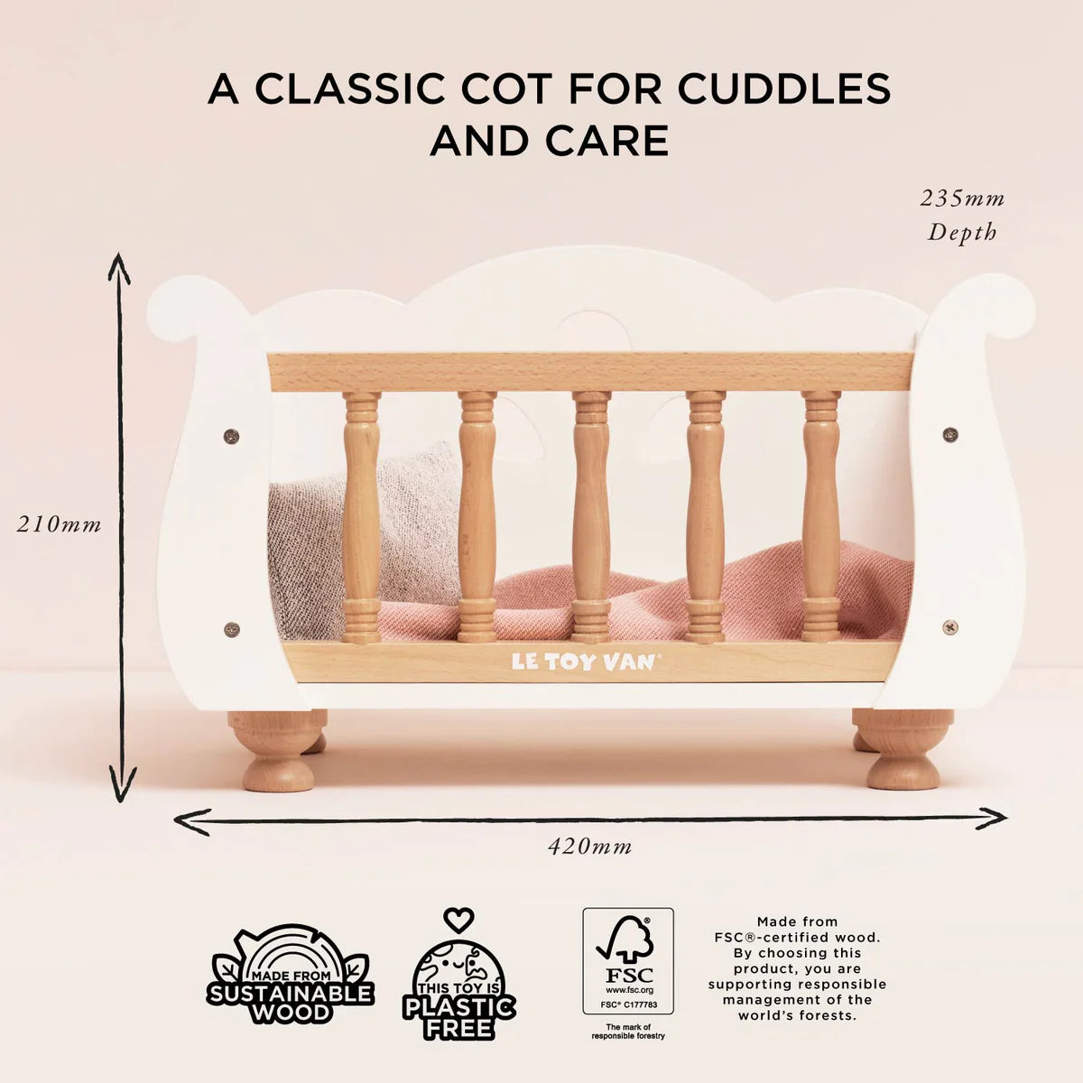 Le Toy Van Dolls Wooden Cot