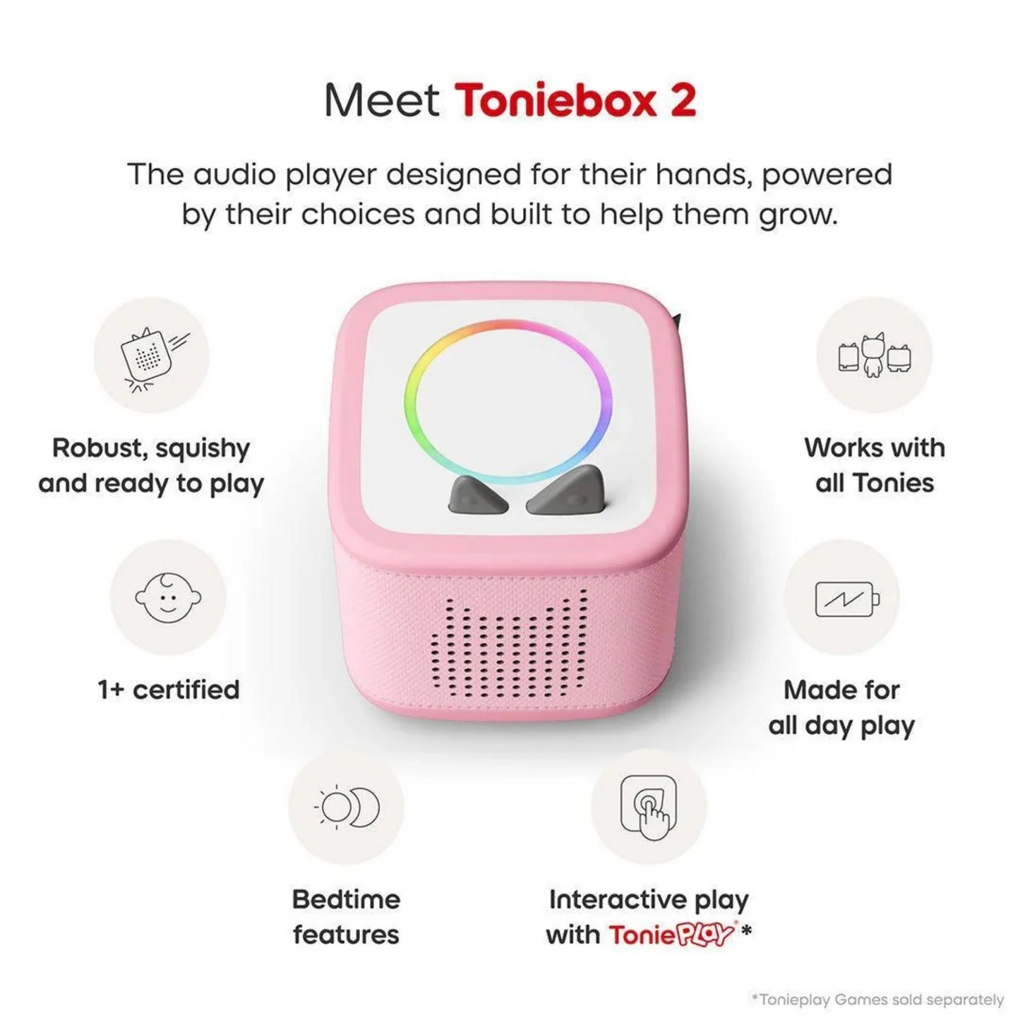 Tonies - Toniebox 2 Starter Set in Cloud Pink - Grace and Fox