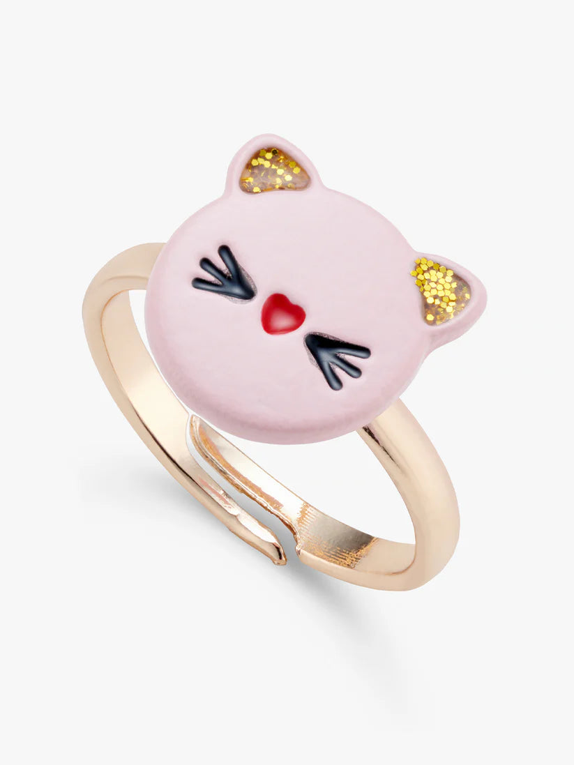 Stych - Cat Face, Bow, and Rose Adjustable Ring Set - Grace and Fox