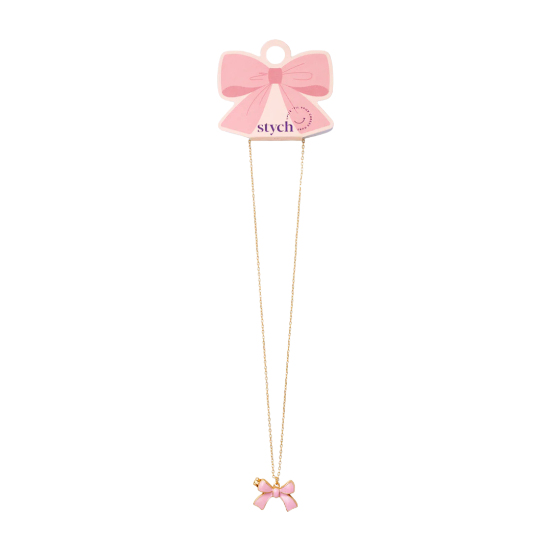 Stych - Pink Bow Locket Necklace - Grace and Fox