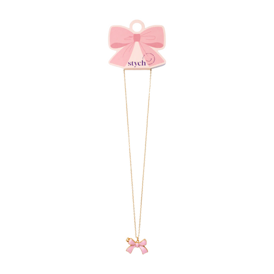 Stych - Pink Bow Locket Necklace - Grace and Fox