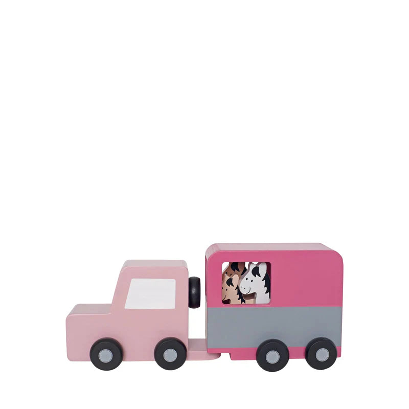 Jabadabado Wooden Horse Trailer with Horses - Grace and Fox