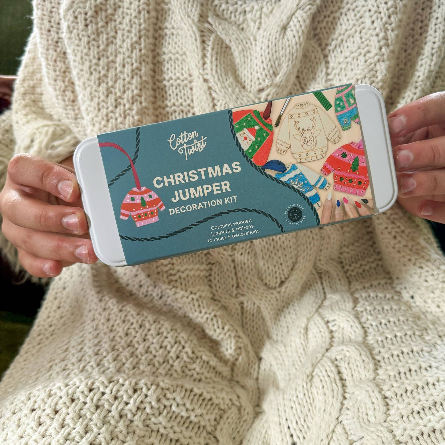 Cotton Twist Wooden Christmas Jumper Decoration Kit