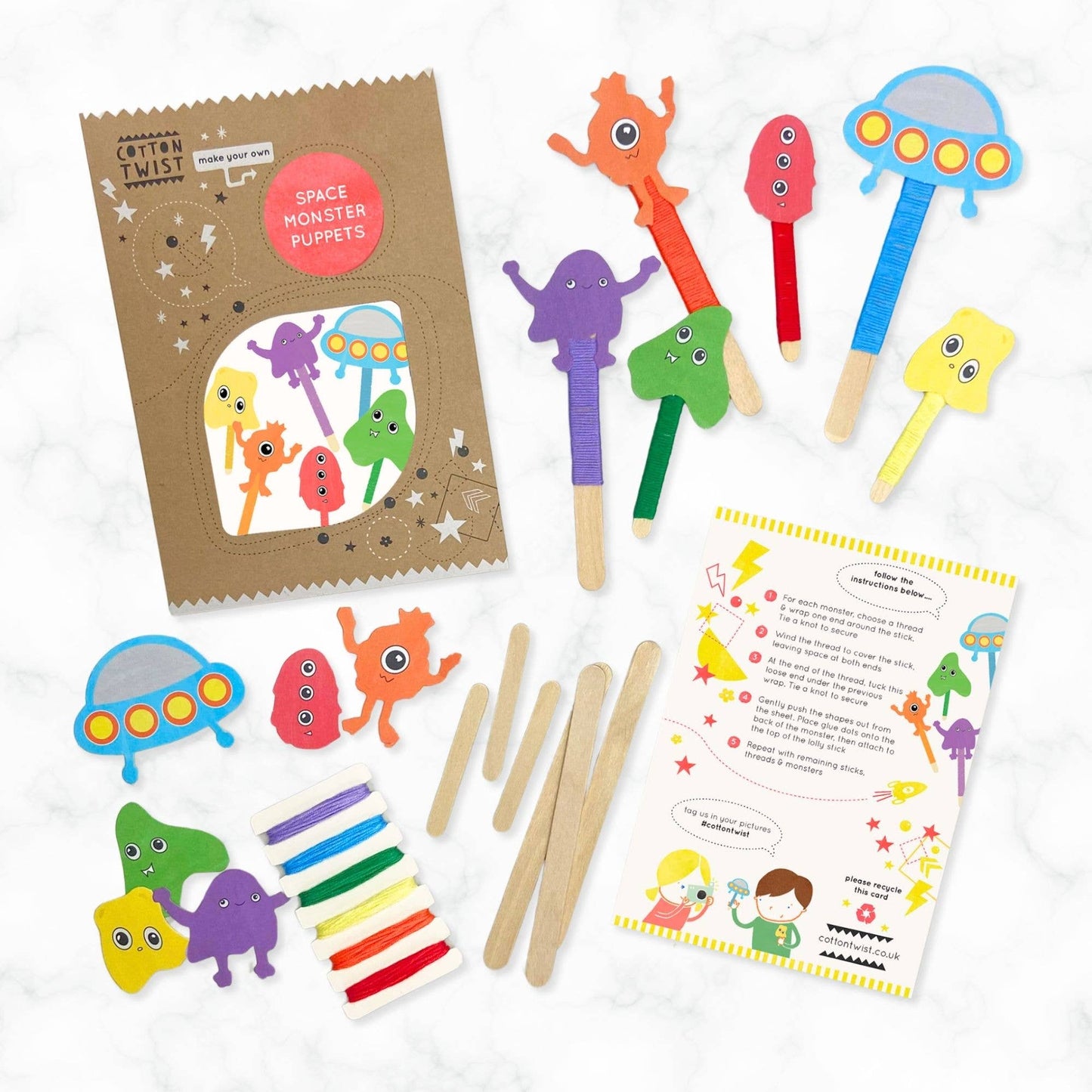 Make Your Own Space Monster Puppets by Cotton Twist - Grace and Fox