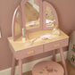 Wooden beauty play set with accessories and floral stool