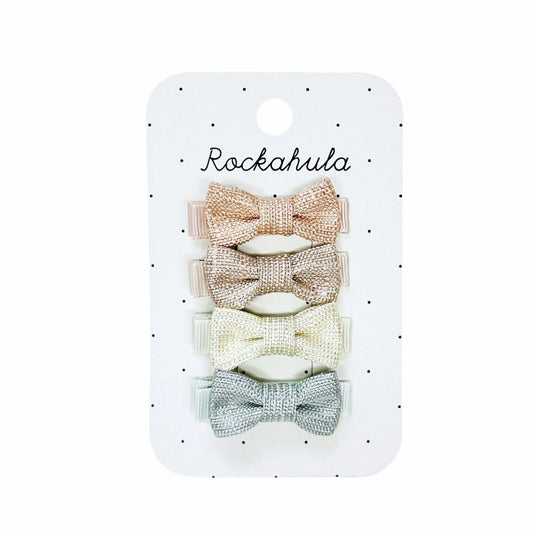 Nordic Shimmer Mini Bow Hair Clips - Rockahula - Grace and Fox