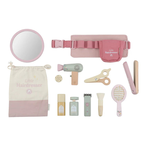Little Dutch wooden hairdresser set with pink belt