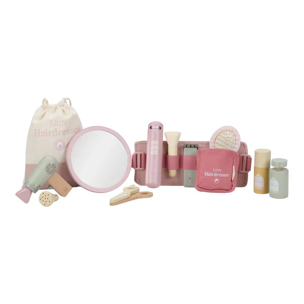 Little Dutch wooden hairdresser set with pink belt