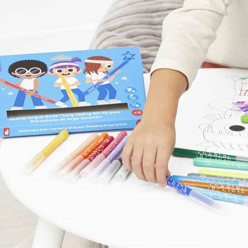 Janod Long Lasting Felt Tip Pens x18