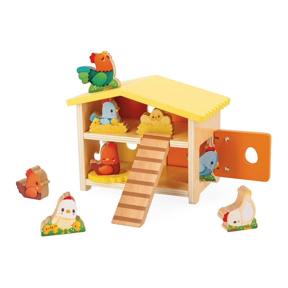 Janod Wooden My First Chicken Coop Shape Sorting Toy - Grace and Fox