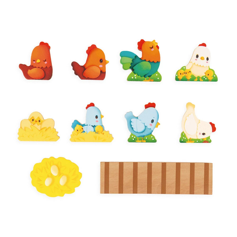 Janod Wooden My First Chicken Coop Shape Sorting Toy - Grace and Fox