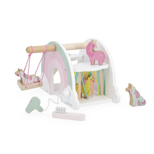 Janod - Wooden Unicorn House Playset - Grace and Fox