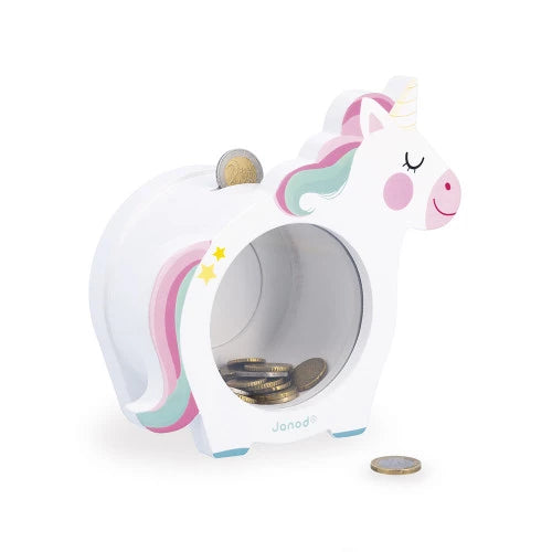 Janod Wooden Unicorn Money Box - Grace and Fox